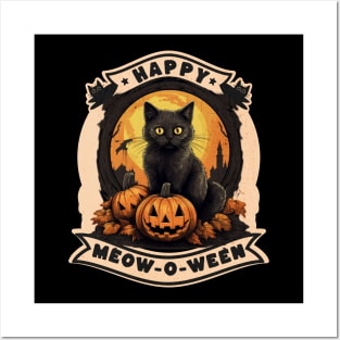 Retro Black Cat Halloween Pumpkin Costume For Women Men Kids Posters and Art